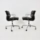 Black leather chairs with soft padding by Charles & Ray Eames for ICF, 1970s, set of 2
