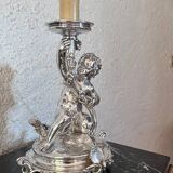 Christofle silver-plated bronze cherub 1870 mounted as a lamp