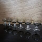 6 Luminarc champagne glasses in smoked black glass "Domaine"