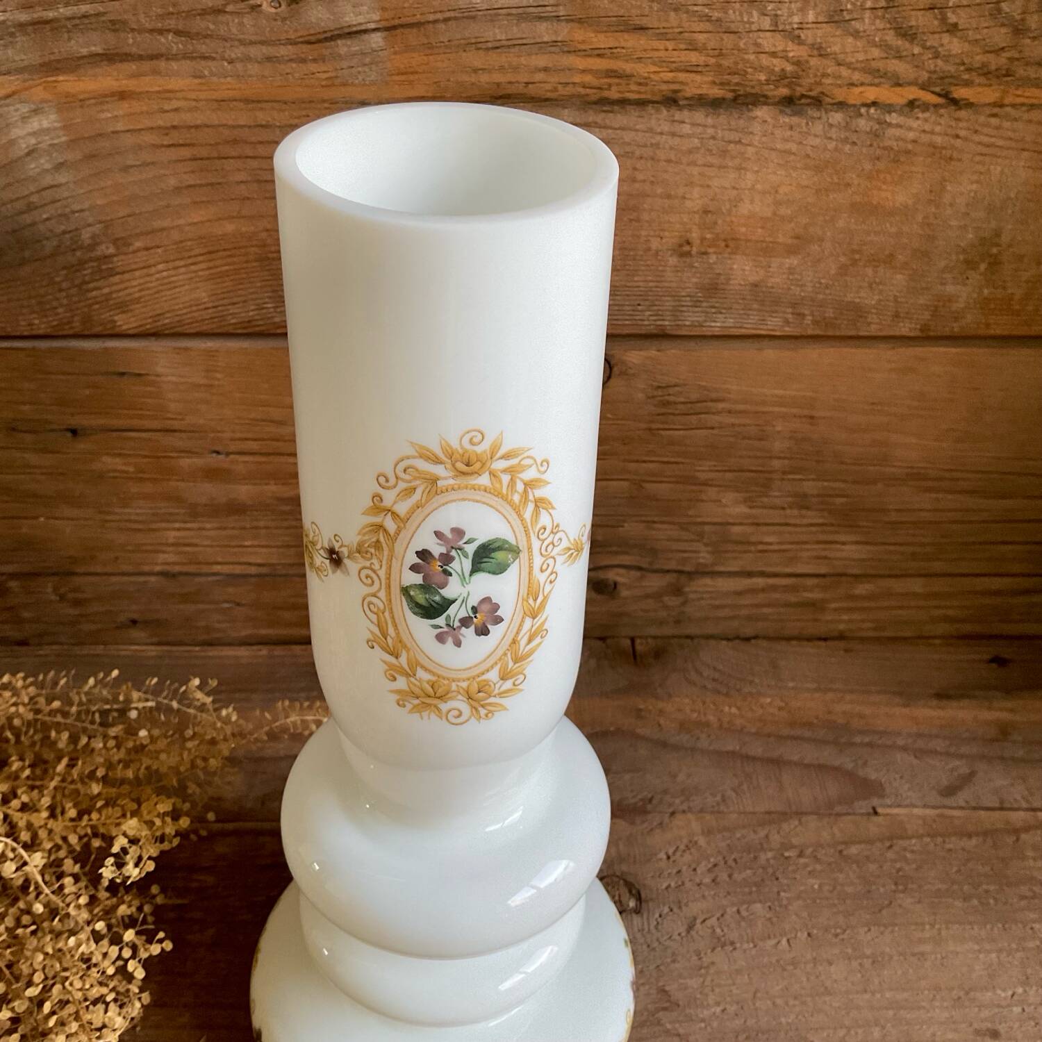 White opaline glass vase