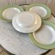 4 hollow plates Saint-Amand 60s pastel almond green