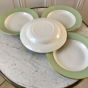 4 hollow plates Saint-Amand 60s pastel almond green