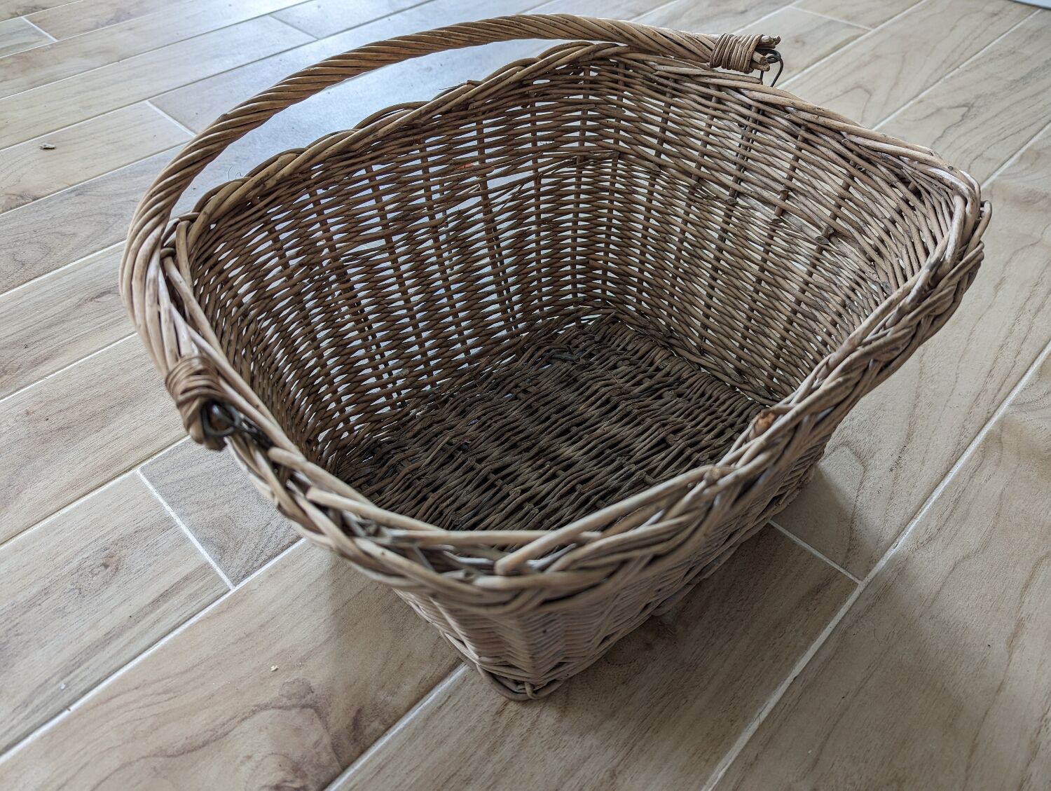 Antique wicker bike basket