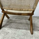 Wicker folding armchair
