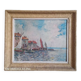 Louis Bessinger (1899-1978) - Oil on panel - view of a port - 48 x 37 cm