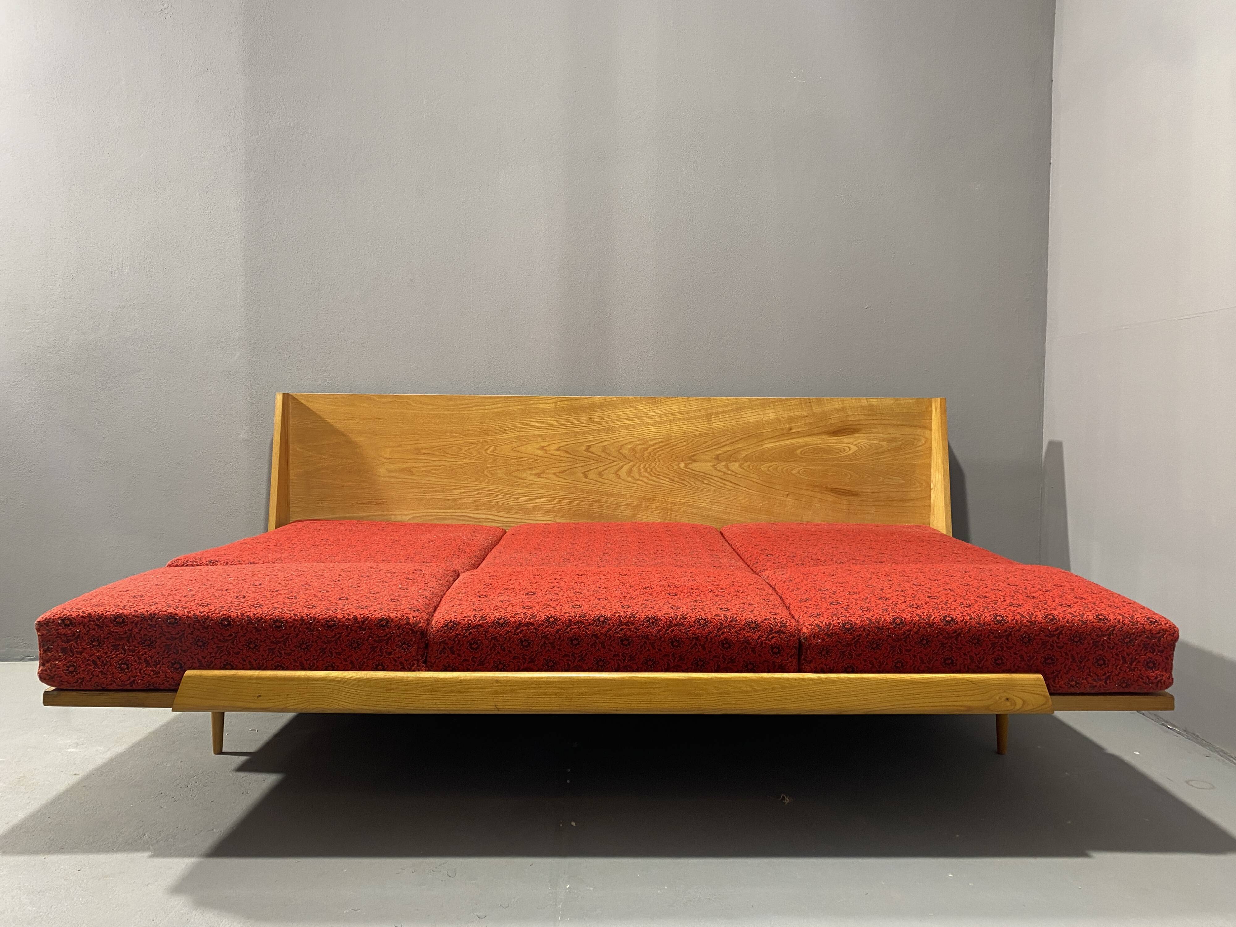 Mid-century folding sofa bed by Drevotvar, 1970s, Czechoslovakia