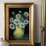 Tableau bouquet de fleurs blanches cadre doré