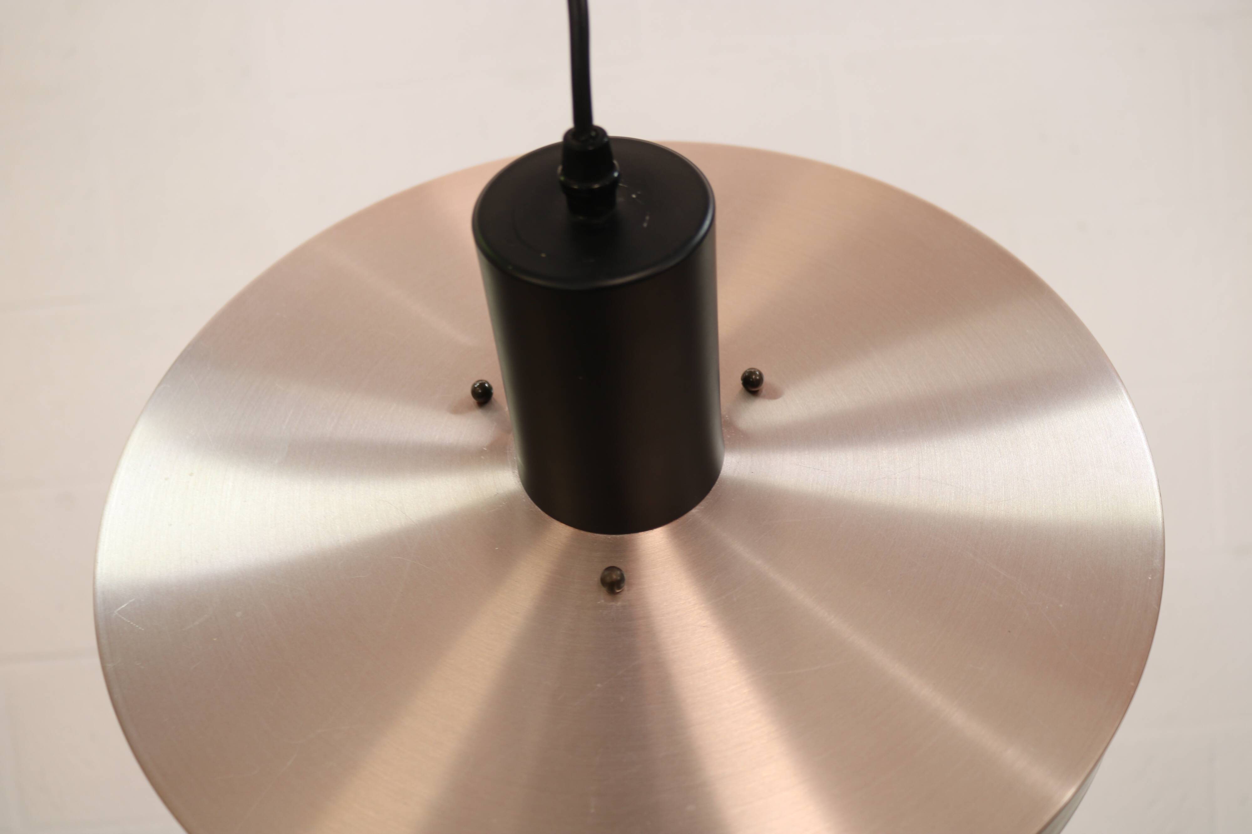 Vintage Danish Pendant Lamp – Champagne Aluminium & Black – Scandinavian