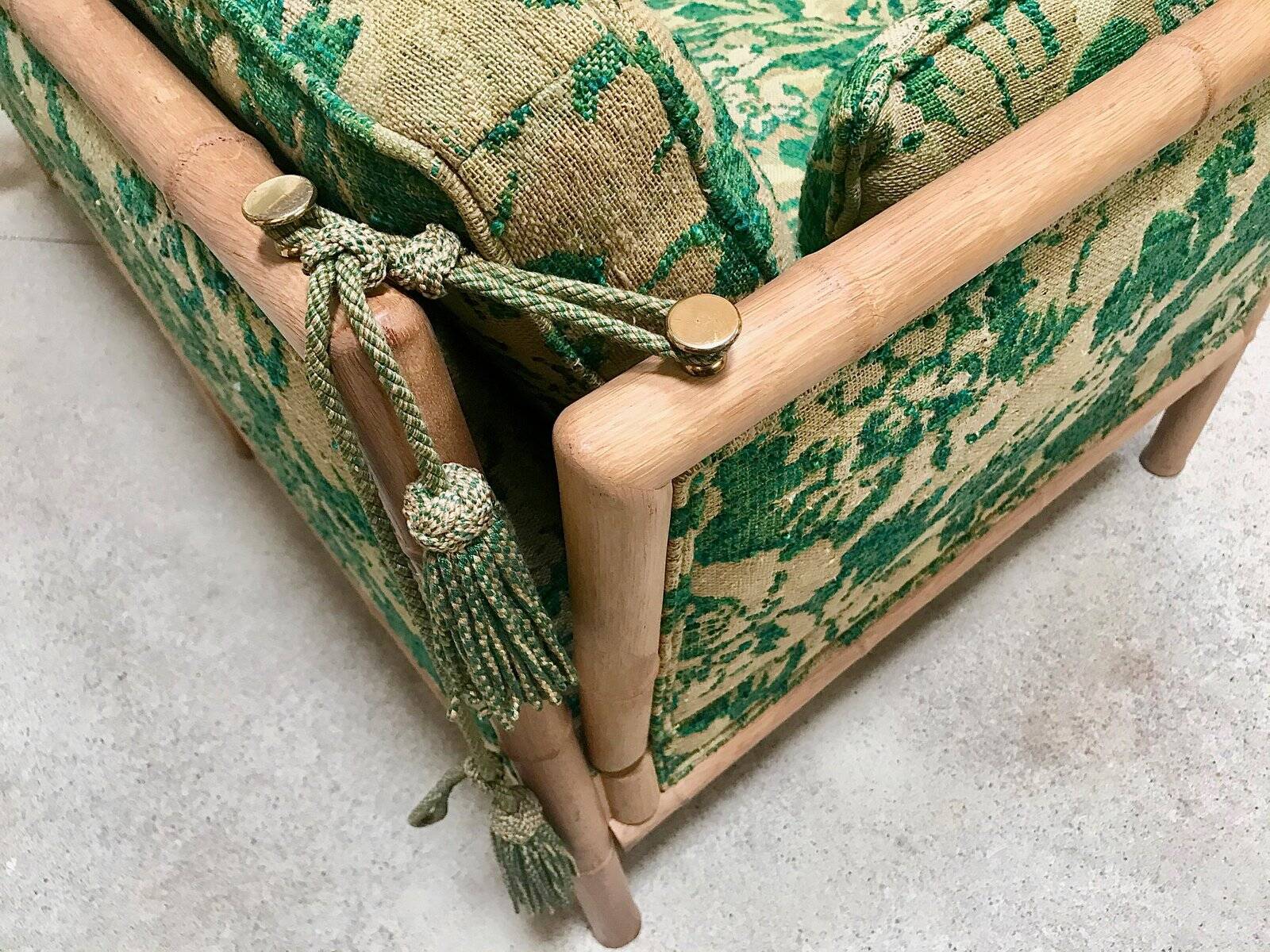 Convertible Two-Seater Sofa / Daybed in Bamboo Style, France 1960s