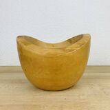 Vintage brutalist wooden cup, pocket tray