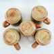 5 beige and fawn stoneware mugs - brown geometric decor - made in England - vintage 70s