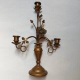 Antique candle holder old brass sunflower baroque countryside three branches