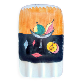 Hand painted italian ceramic, mid century, still life