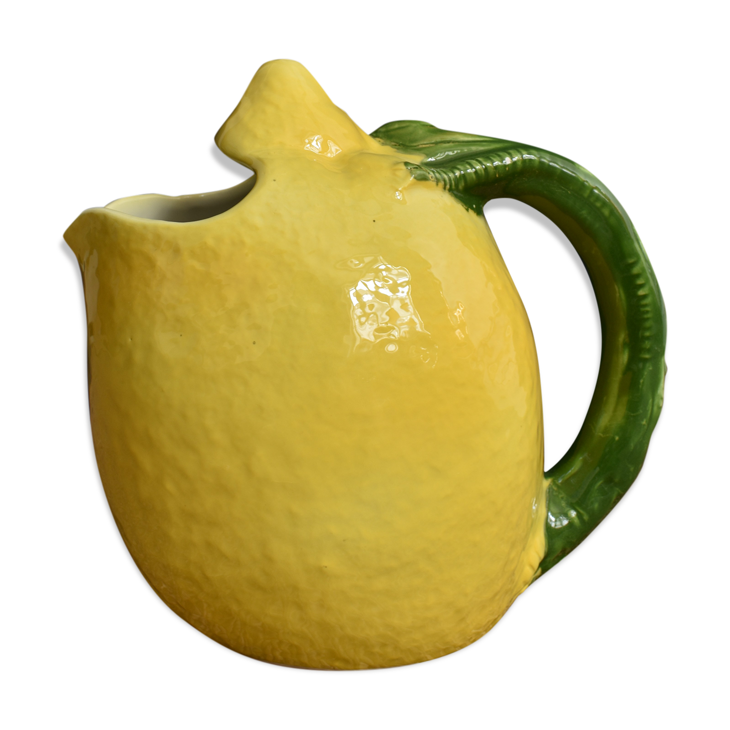 Vintage lemon pitcher barbotine