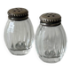 Pair of vintage Christofle glass and silver pearl salt cellars