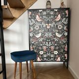 Vintage Velvet Footstool in Dark Teal