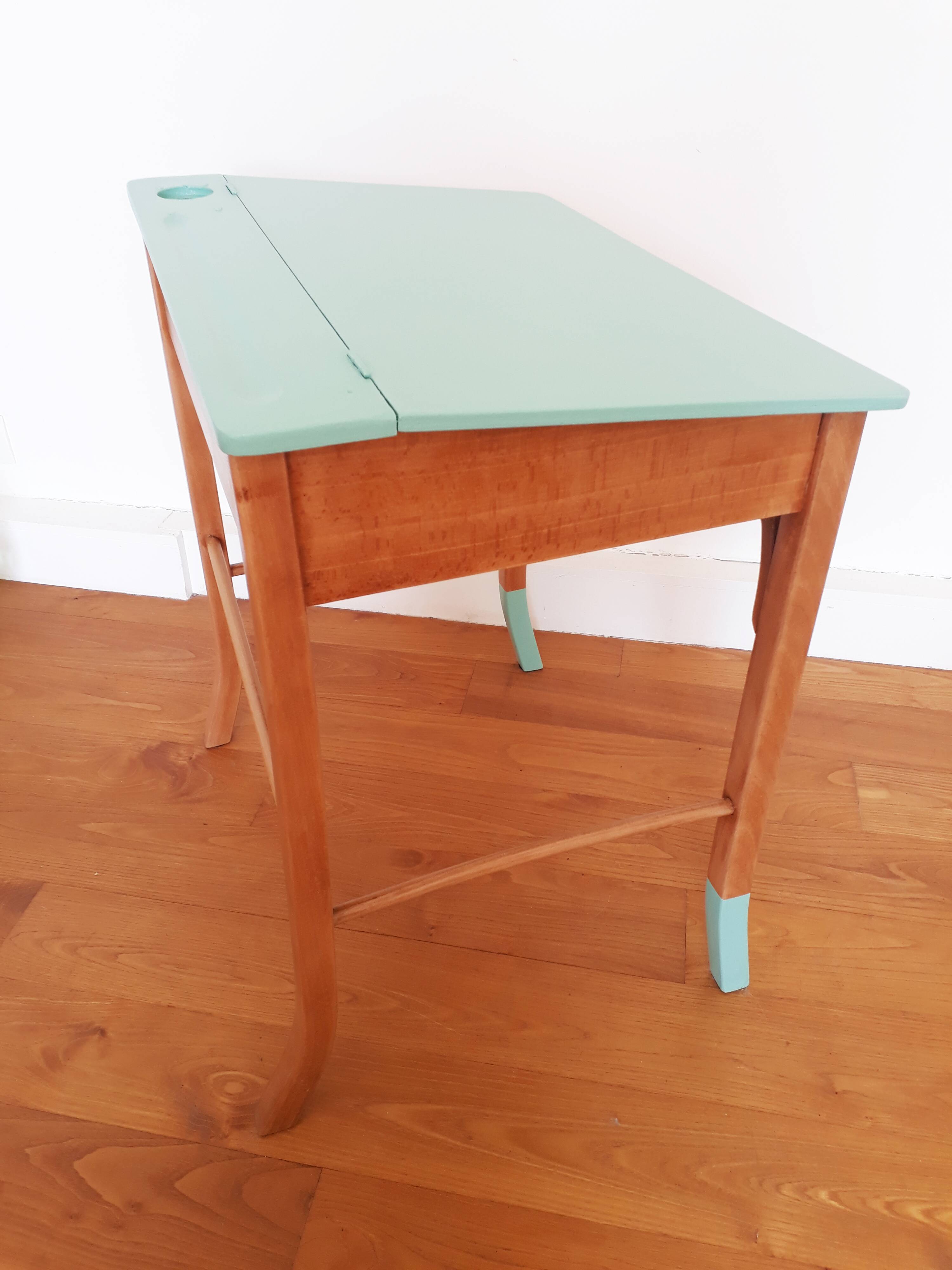 Bureau pupitre enfant Baumann années 50 vert