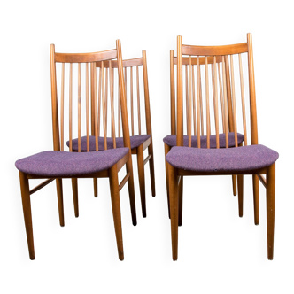 4 large Danish dining chairs in teak and fabric dlg Arne Vodder 1960.