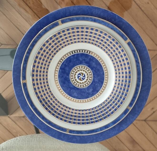 Christofle Océana Bleu dinner service, porcelain and fine gold