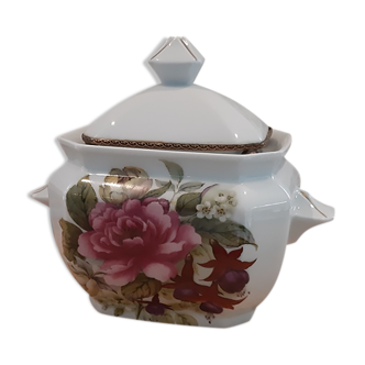 Vintage sugar bowl floral decoration Limoges porcelain