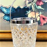 Crystal and metal ice cube bucket - vintage 50s