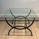 Pair of Black Lacquered Wrought Iron and Glass Side Tables, French Work