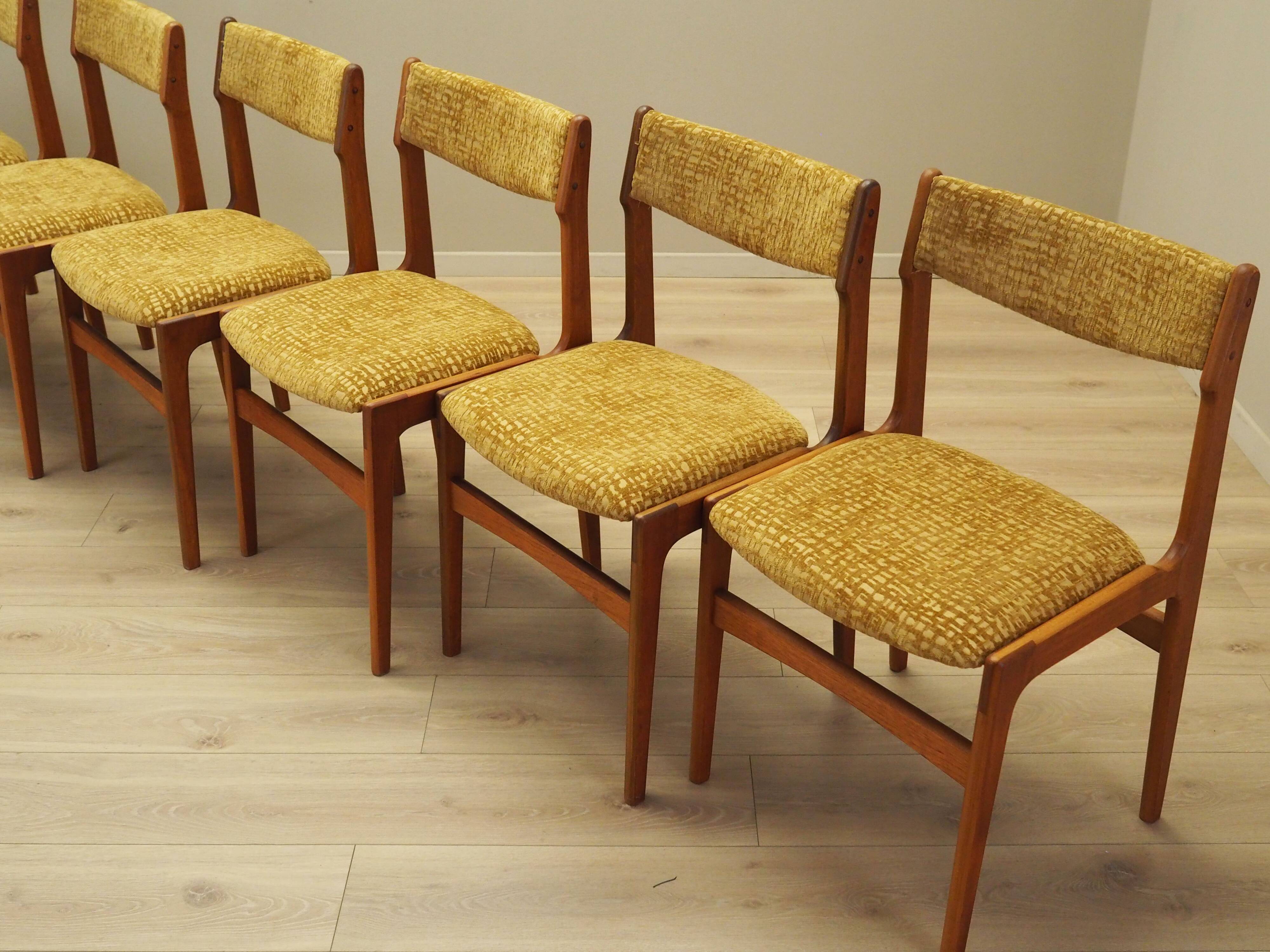 Set of six teak chairs, Danish design, 1970s, production: Denmark