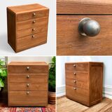 Vintage chest of drawers in solid raw wood from 1950