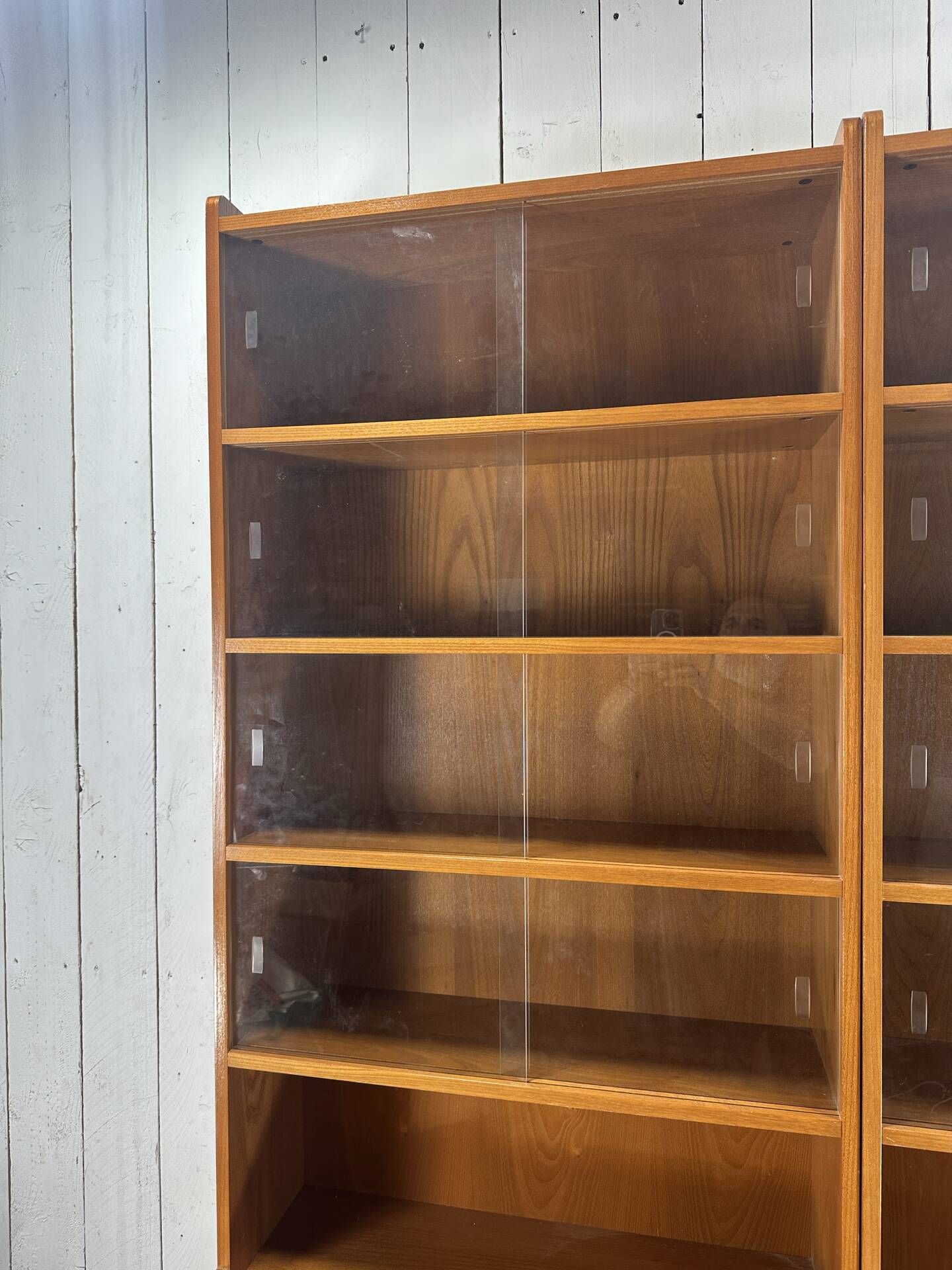 Pair of large vintage wooden display cabinets – 1960s/70s