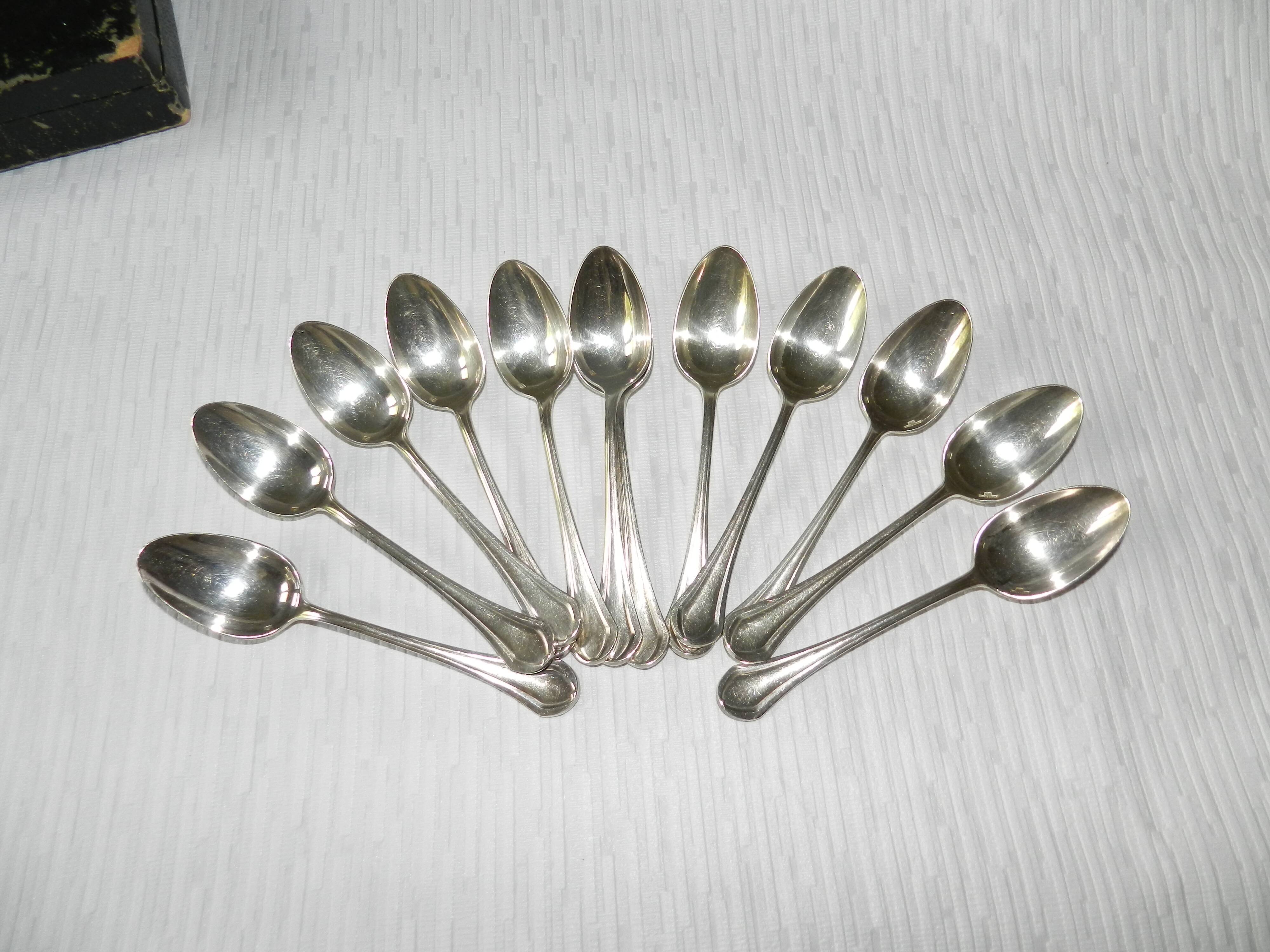 Set of 12 CHRISTOFLE silver-plated metal teaspoons