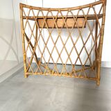 Bamboo and rattan desk and stool