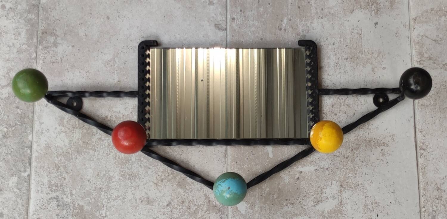Vintage wall mirror coat rack