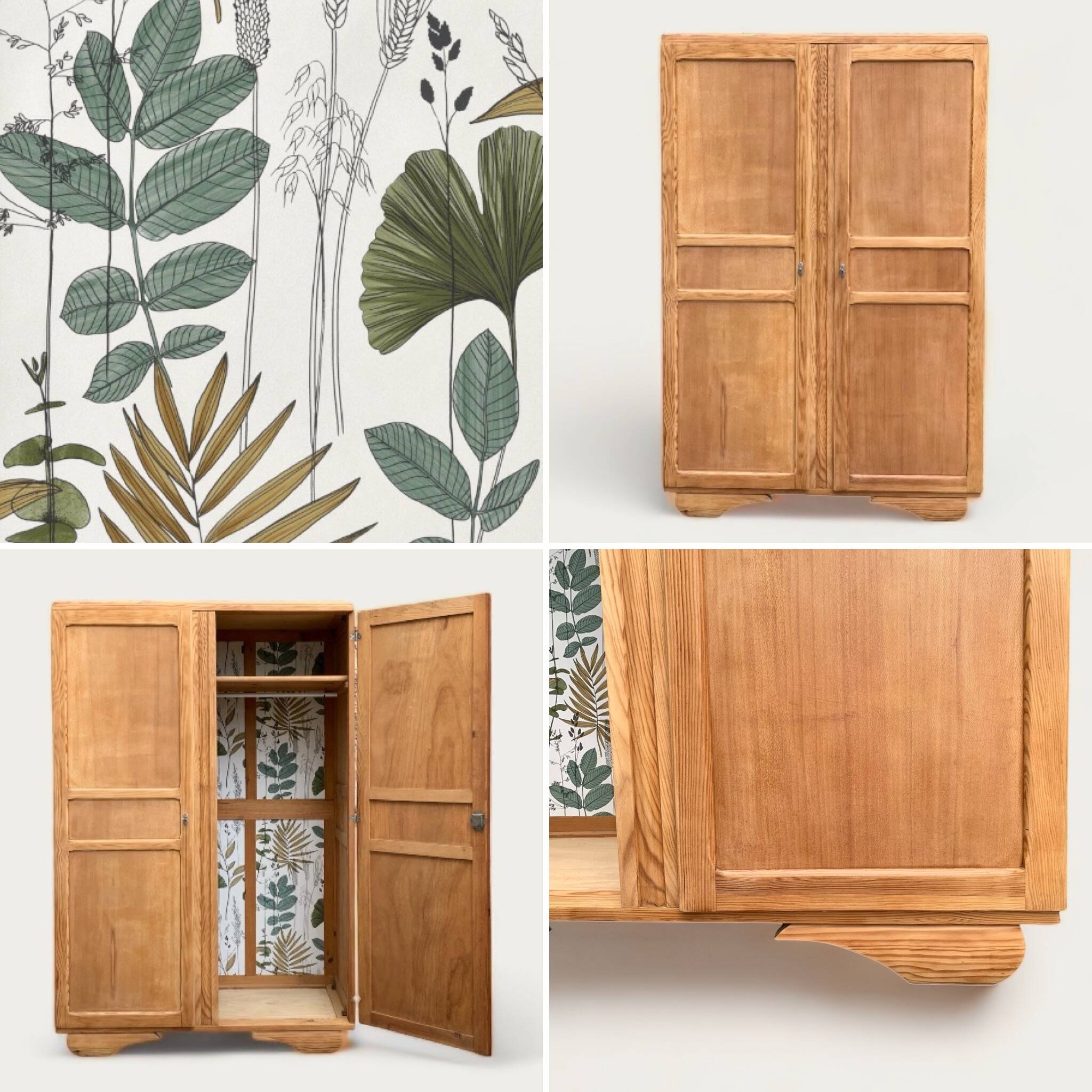 Parisian art deco wardrobe solid raw wood wardrobe