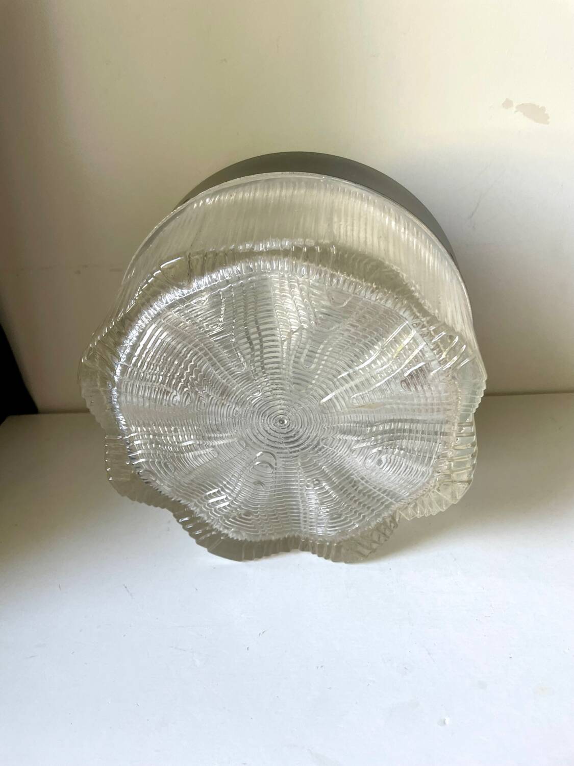 Vintage Scandinavian Midcentury wall or ceiling light in metal & glass