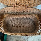Ancien Panier Avec Couvercle Osier Tressé Malle De Transport Chat Chien