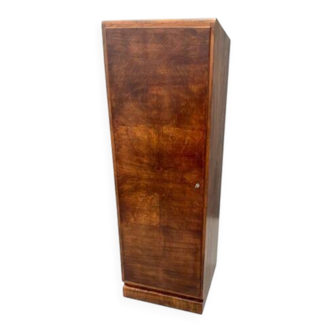 Restored Art Deco cabinet with shelves, walnut veneer, Czechoslovakia, 1930s