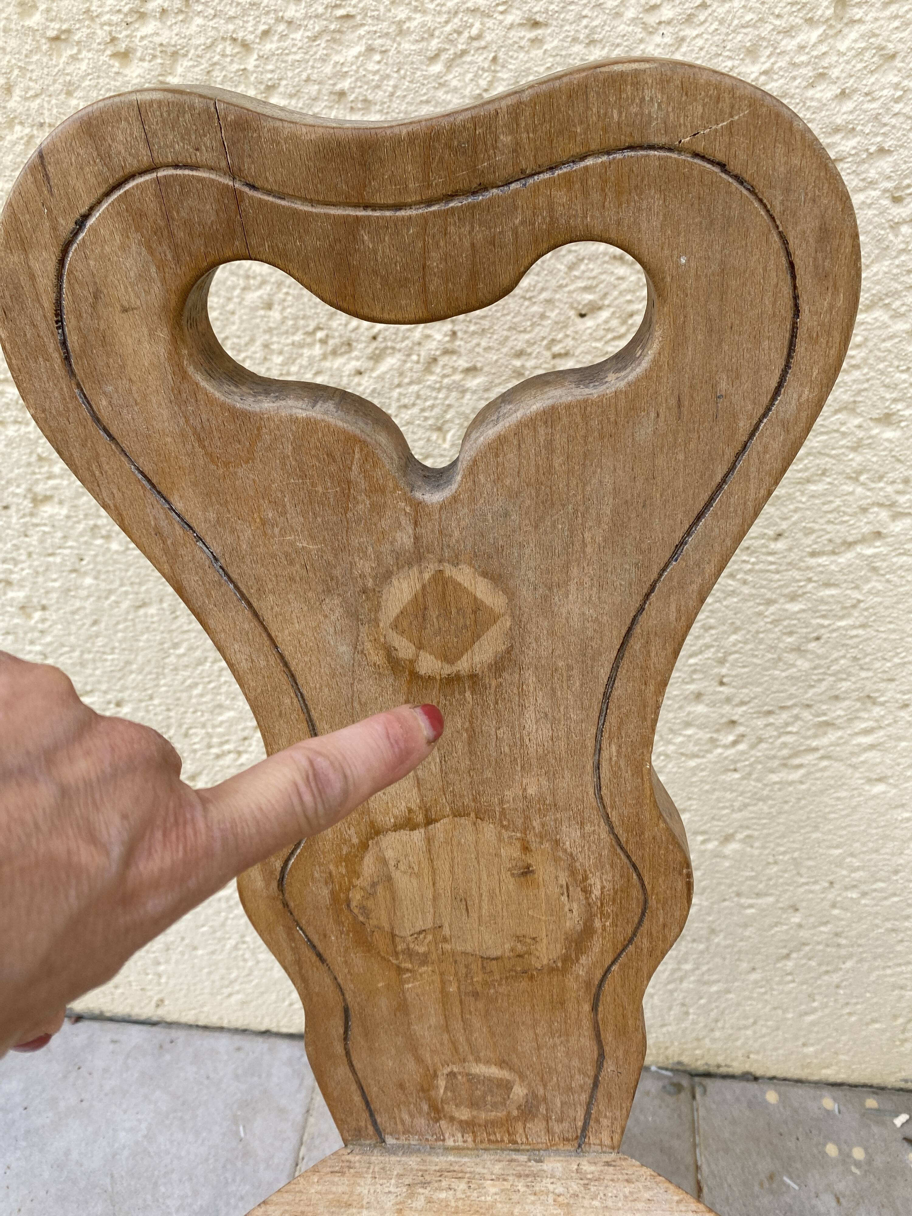 Wooden tripod chair from the 60s