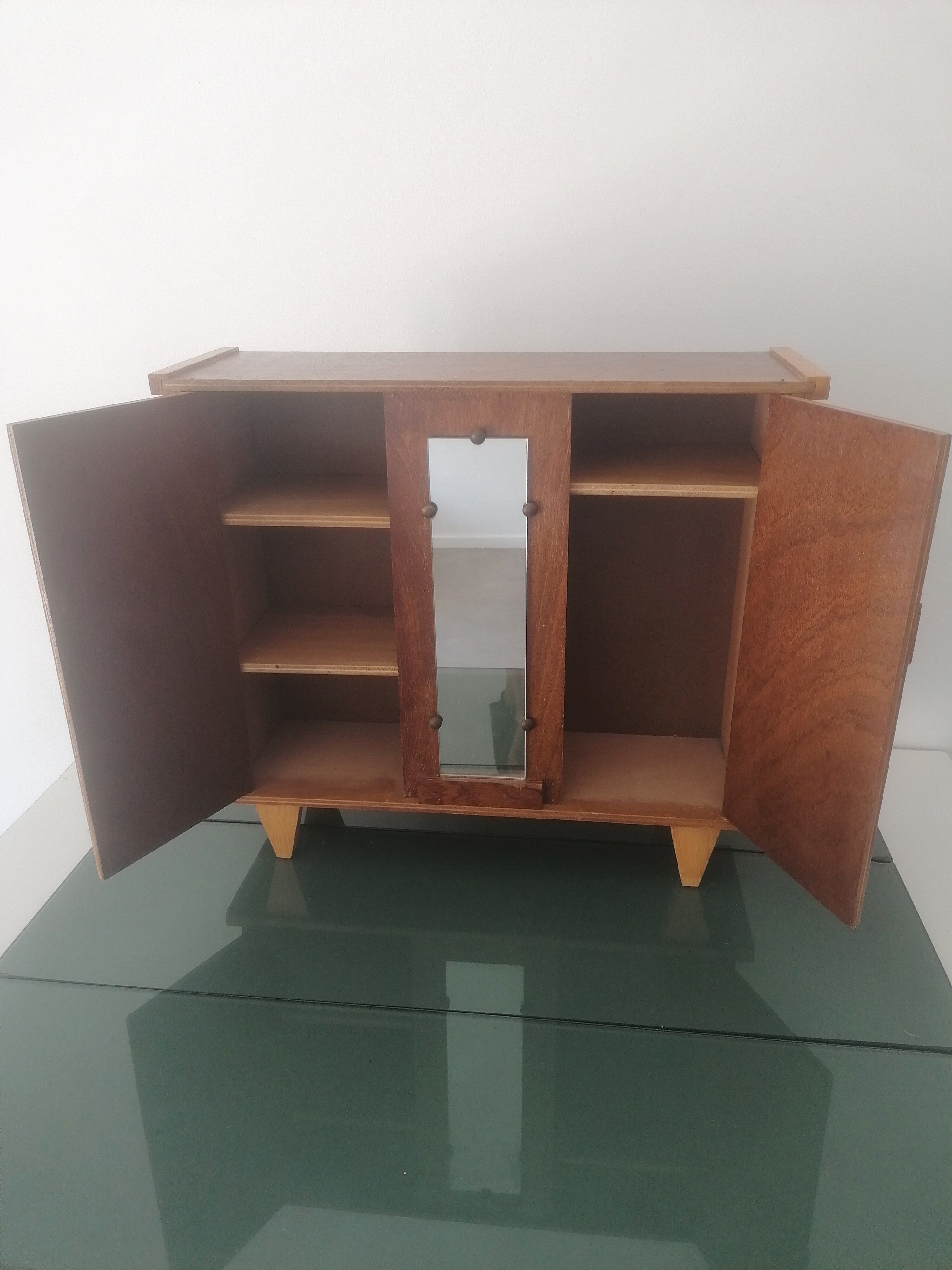 Old wooden doll cabinet 50/60s