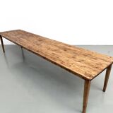 Large XXL farmhouse table in solid pine with 1950s tapered legs.