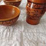 Pitcher and bowls of cider