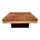 Table basse loupe d'ormes et laiton Roche Bobois