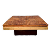 Roche Bobois elm burl and brass coffee table