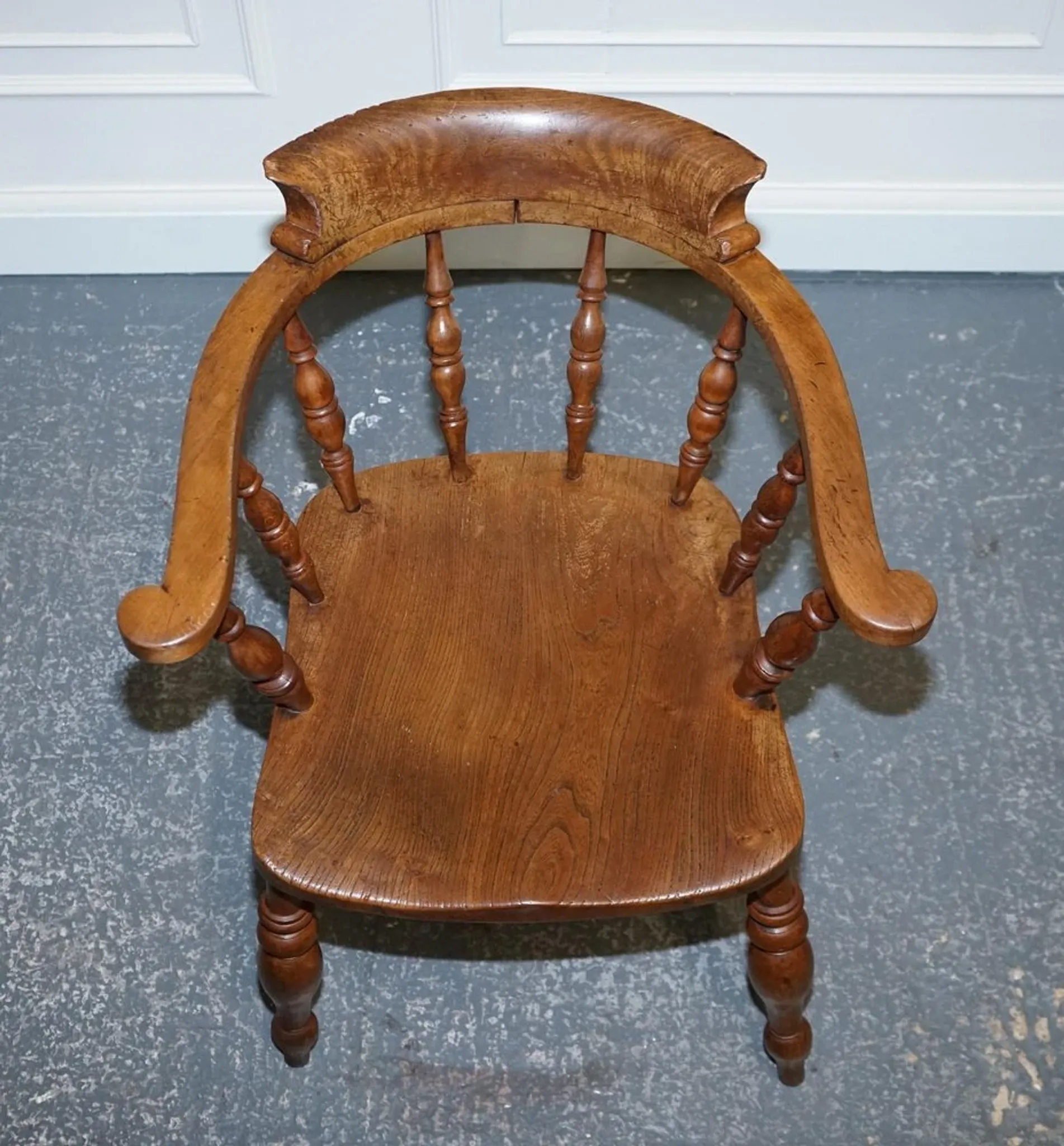 Edwardian Oak Captain's Chair for Smokers, 1900s