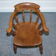 Edwardian Oak Captain's Chair for Smokers, 1900s