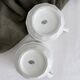 2 white porcelain cups Apilco vintage Parisian bistro