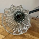 Vintage chandelier in chrome metal, steel and molded glass -3 branches