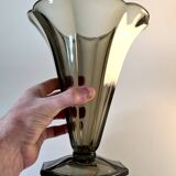 Art Deco tulip vase in smoked glass – Czechoslovak elegance 🇨🇿