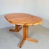Table de salle à manger ovale extensible en pin de style danois