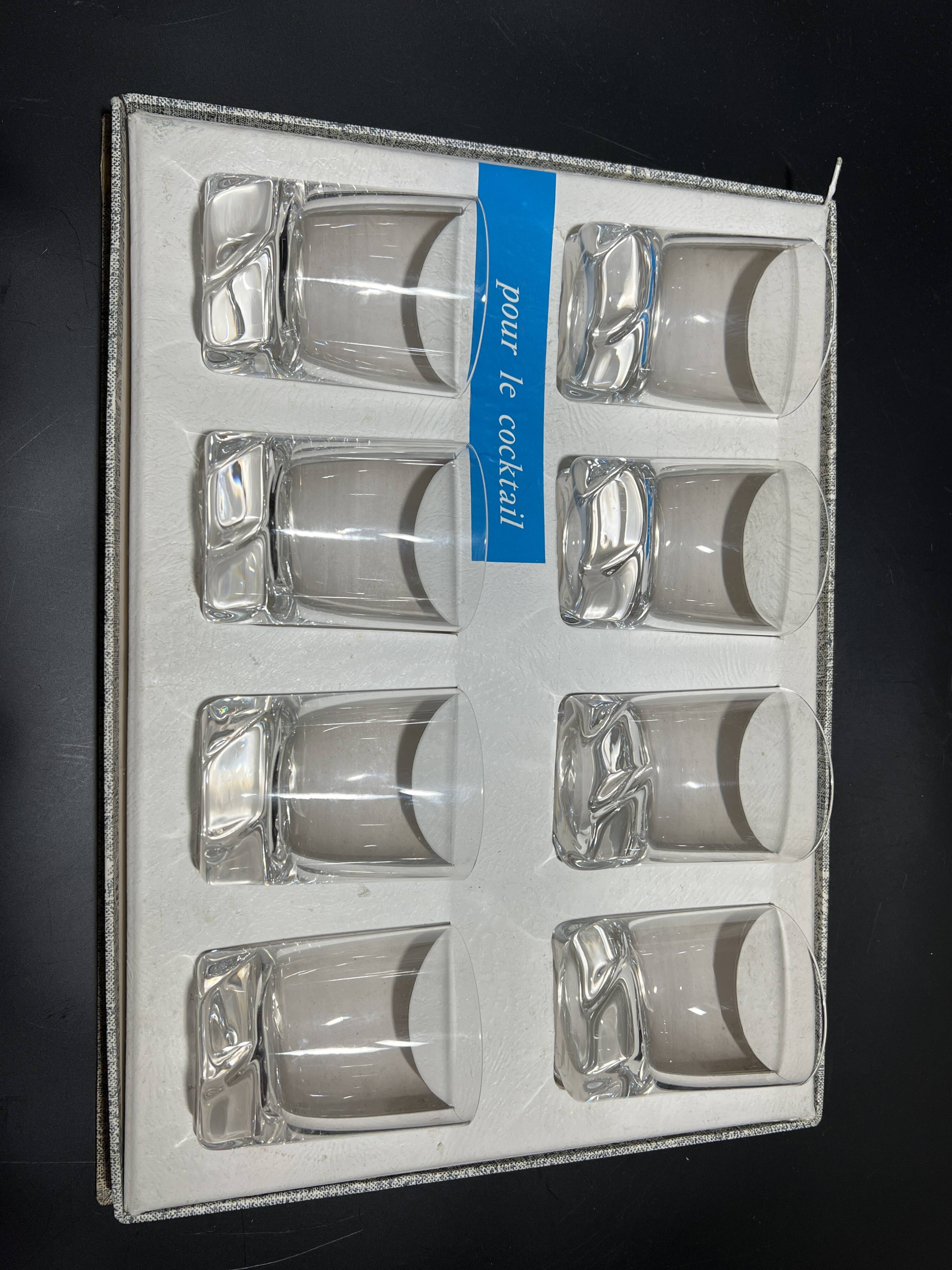 Box of eight cocktail glasses from the Daum brand