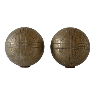 Paire d'anciennes boules de petanque